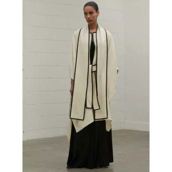 ROSETTA GETTY Cotton Wool Leather Scarf Cape Topper Coat Jacket S,M,L - Picture 6 of 13